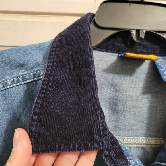 Disney Winnie the Pooh Long Sleeve Denim Button Up Shirt with Corduroy Collar - Picture 4 of 8